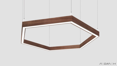 Шестиугольный светильник WOOD HEXAGON 3000K 80W Американский орех, корпус 