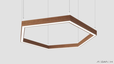 Шестиугольный светильник WOOD HEXAGON 5000K 80W, корпус Орех грецкий