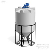 Емкость K 1000 литров с лопастной мешалкой с обрешеткой
