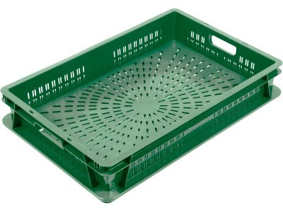 Ящик перфорированный 600×400×100, арт.: 6410-02, объём 20, зелёный, код: 23651