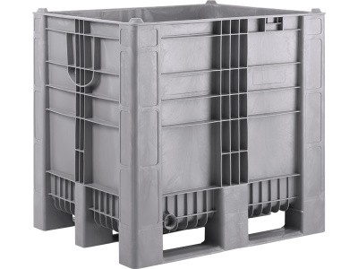 BoxPallet 1200х1000х1140 сплошной, на 3-х полозьях, арт. C-Box 1210 S (1140) серый, код: 23857