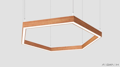 Шестиугольный светильник WOOD HEXAGON 6000K 80W, корпус Груша