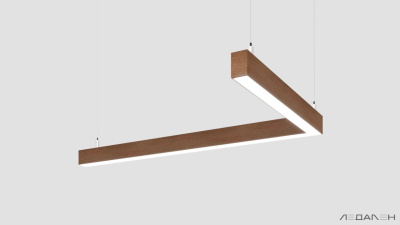L-образный светильник WOOD ANGLE L 6000K 32W, корпус Орех грецкий