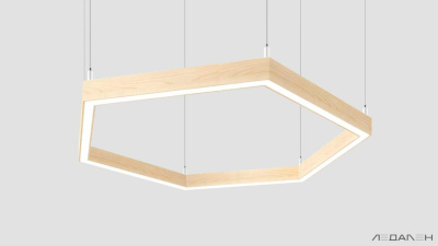 Шестиугольный светильник WOOD HEXAGON 5000K 80W, корпус Ясень белый