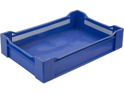 Ящик перфорированный 600×400×135, арт.: 120, объём 32.4, красный, код: 07728