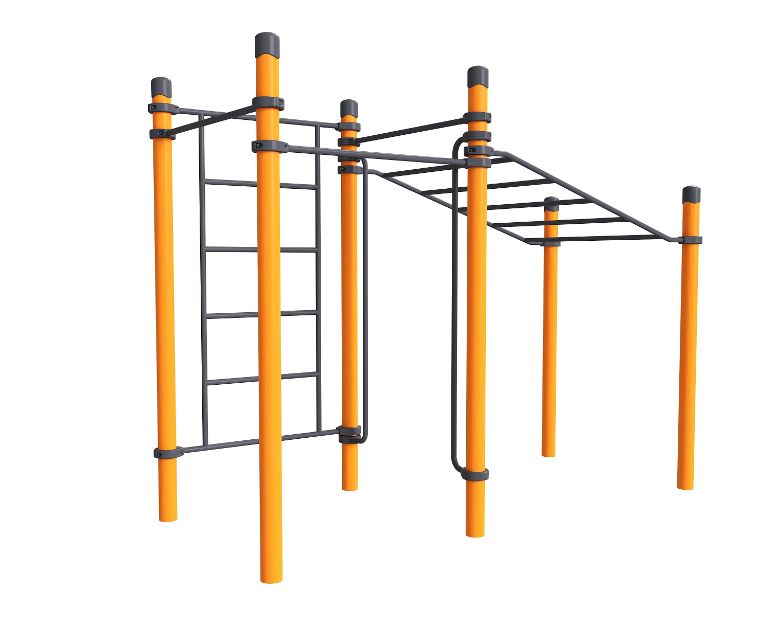 Рукоход с подъемом, шведская стенка, 3 турника и вертикальные поручни для ОВ «Витязь»
