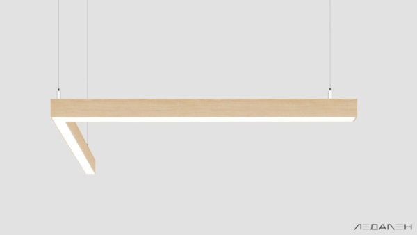 L-образный светильник WOOD ANGLE L 3000K 32W, корпус Ясень белый