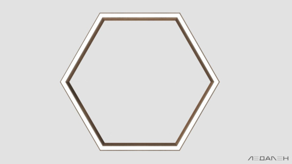 Шестиугольный светильник WOOD HEXAGON 6000K 80W, корпус Орех грецкий