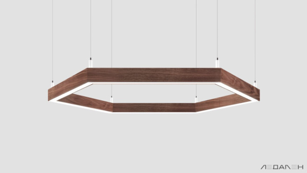 Шестиугольный светильник WOOD HEXAGON 5000K 80W, корпус Американский орех
