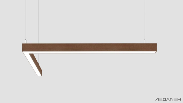 L-образный светильник WOOD ANGLE L 3000K 32W, корпус Орех грецкий