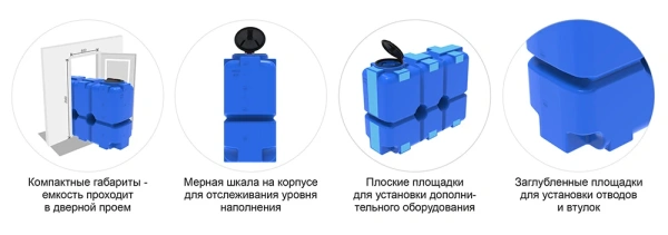 Емкость ST 2000л под плотность до 1.2 г/см³ с откидной крышкой синяя в обрешетке 