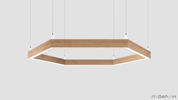 Шестиугольный светильник WOOD HEXAGON 6000K 80W, корпус Дуб